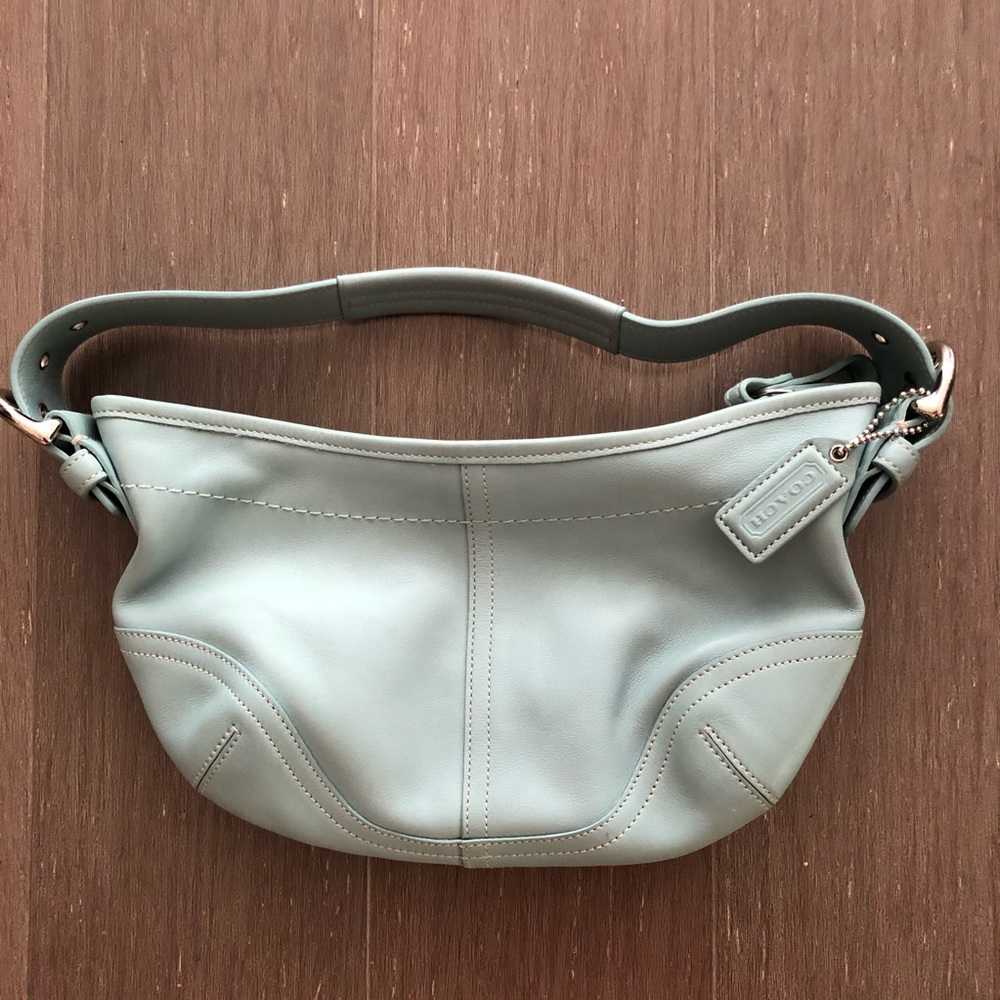 Beautiful Blue Coach Small Shoulder Leather Bag